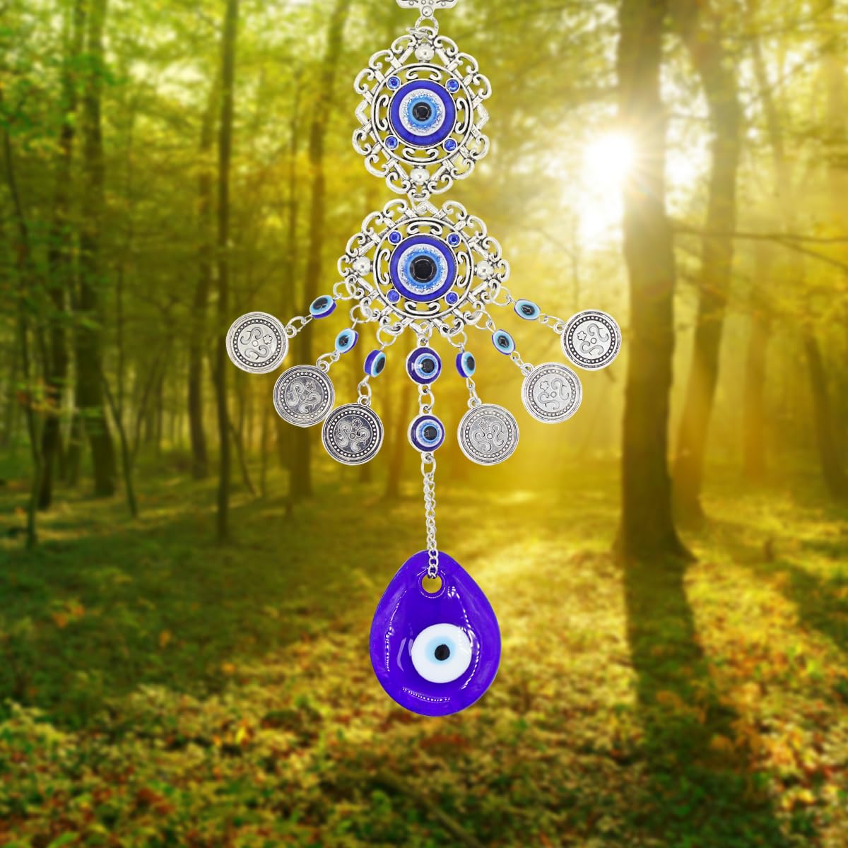 MAYCREATE Evil Eye Hanging for Home Om Nazar Battu for Home Protection, Good Luck and Prosperity, Amulet Wall Hanging Home Decor Protection Blessing Housewarming Birthday Gift MAYCREATE Evil Eye Hanging for Home Om Nazar Battu for Home Protection, Good Luck and Prosperity, Amulet Wall Hanging Home Decor Protection Blessing Housewarming Birthday Gift